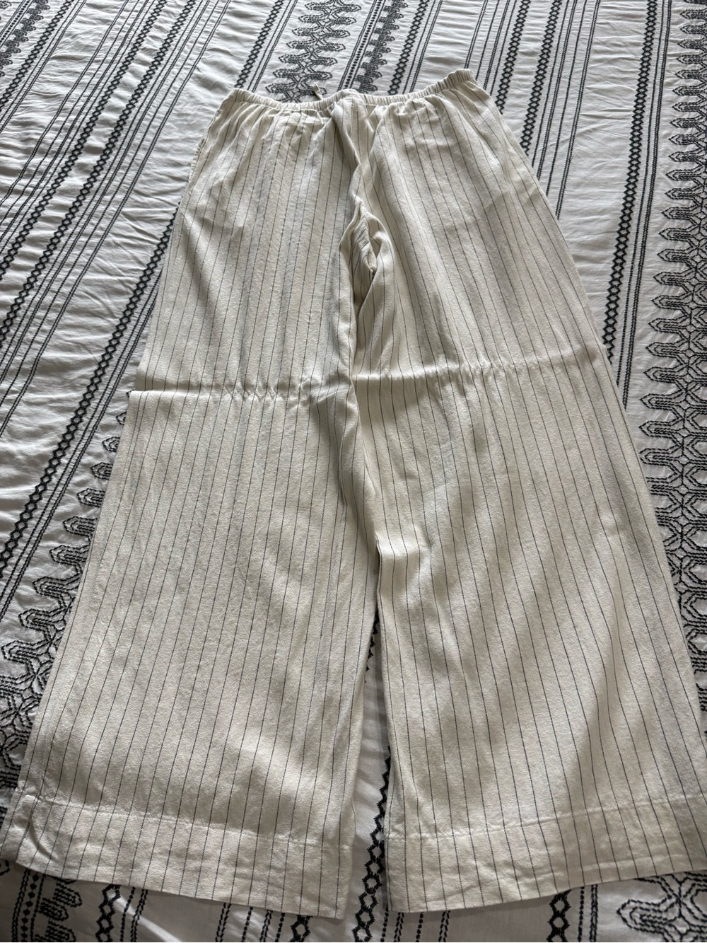 a new day Cream Wide-Leg Pinstripe Pants